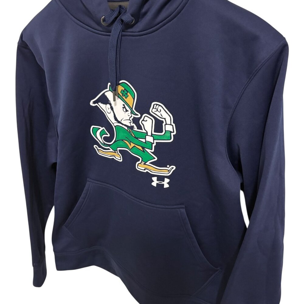 Notre Dame Fighting Irish Hooded Sweatshirt Mens Size Medium Under Armour Loose - Picture 2 of 6